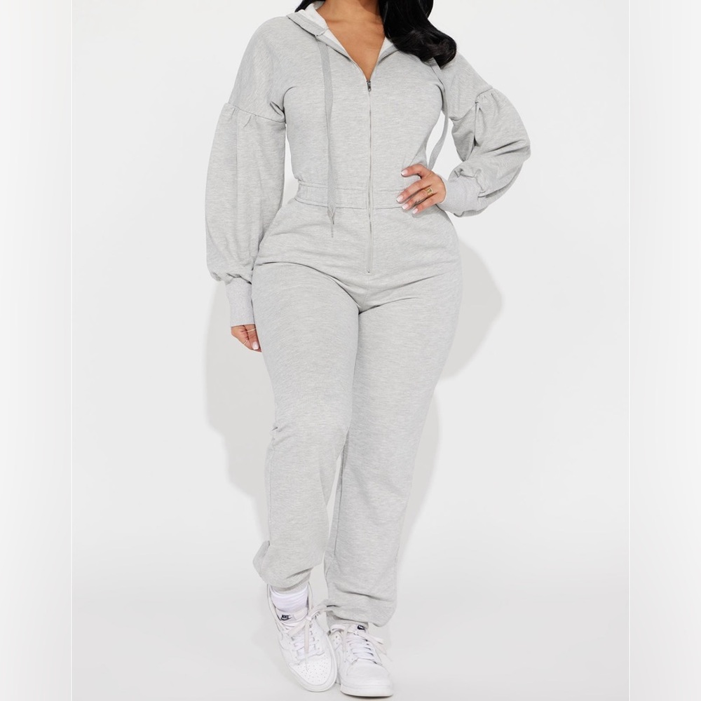 FashionNova Heather Grey Jumpsuit